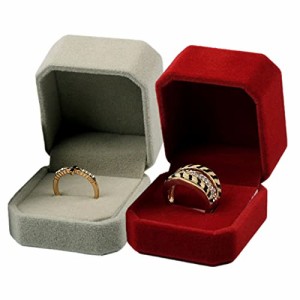Copeflap 指輪ケース 指輪 ケース 携帯用 ミニ リングケース 持ち運び ペア プロポーズ 婚約指輪 ジュエリーケース (シルバーグレー×ワ