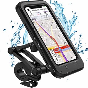 Boobaaa 自転車 バイク スマホホルダー 防水 6.7インチ以内対応 スタンド 強力固定 充電口　イヤホン口あり 撮影可 高さ調整 360度回転 i