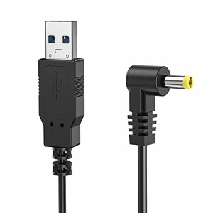 Emith USB(A) to DCジャック USB充電 ケーブル L字型 充電コード (直角/外径：4.0φ/内径：1.7φ)/ 黒/1m