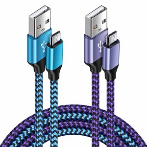 マイクロ usb ケーブル Micro B ケーブル【1.8M/2色】2.4A急速充電 PS4 充電ケーブル ナイロン編み Android スマホ充電ケーブル アンドロ