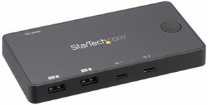  StarTech.com USB-Cパソコン対応2ポートKVMスイッチ 4K60Hz HDMI コンパクトUSB Type-Cパソコン切替器 USB-Cケーブル付属 バスパワー対