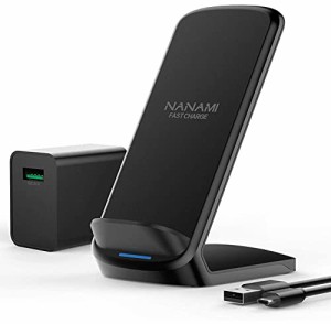 NANAMI ワイヤレス急速充電器 (QC3.0 急速充電器付き) USB Type-C端子 置くだけ充電器 セット (Qi/PSE認証済み) iPhone 14(Plus) 14Pro(M