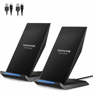 「2台セット」NANAMI ワイヤレス充電器 (改善版) 置くだけ充電 USB Type-Cポート搭載 7.5W/10W/15W Qi認証 iPhone 14(Plus) 14Pro(Max)/1