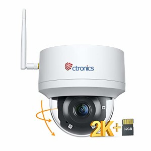 「 2.5K超高画質・自動追跡・SDカード内蔵 」 Ctronics 防犯カメラ 屋外 400万画素 2688×1520P ヒューマン検知 屋外監視カメラ WiFi 音