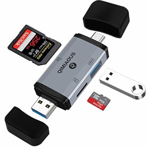SDカードリーダー [ USB3.0 / Type C / 2-in-1 ] SD カード リーダー USB 3.0カメラアダプタ 双方向高速データ転送 SD / TFメモリーカー