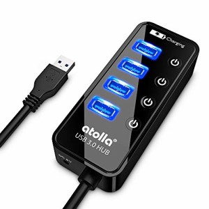  atolla USB3.0ハブ 4ポート5Gbps高速データ転送 USB HUB 3.0 の 増設 + 1充電ポート、独立スイッチ付 バスパワー  