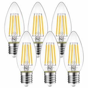 シャンデリア電球 E17口金 60Ｗ形相当 806LM LED フィラメント電球 2700K電球色 広配光タイプ クリア電球 省エネ PSE認証済み ３年保証 6