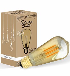 E26 調光器対応 エジソンバルブ LED電球 (ロングゴールド) 電球色 4W 300lm 2200K エジソン電球 裸電球 アンティーク電球