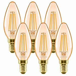 シャンデリア電球 E12口金 4.5W（36W形相当） 420lm フィラメント電球 LED 燭台電球 2400K 3年保証 省エネ PSE 調光器非対応 6個入