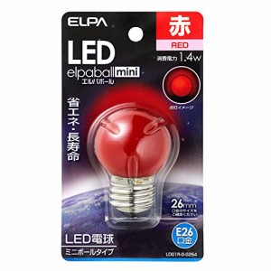 エルパ LED電球G40形E26 赤色 LDG1R-G-G254