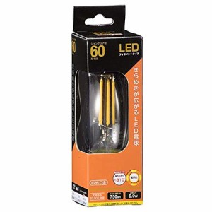 オーム電機 LED電球 フィラメントタイプ シャンデリア クリア(60形相当/750lm/電球色/E26/全方向配光310°) LDC6L C6