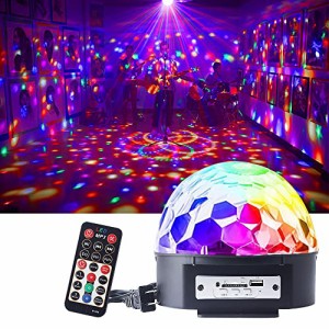 CHINLY 舞台照明 ステージライト ミラーボール RGB多色変化 音声制御 回転ライト 水晶魔球 ミラーボール パーティー DJ ディスコライト 