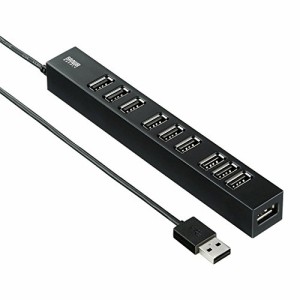 サンワサプライ USB2.0ハブ(10ポート) セルフパワー/バスパワー両対応 面ファスナー付き ケーブル長1m ブラック USB-2H1001BK