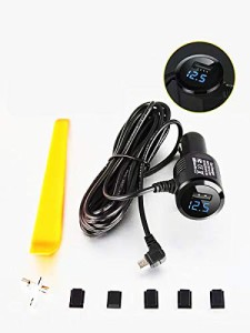 SHEAWA ドライブレコーダー用電源ケーブル USBポート 3.5A MiniUSB 電圧計 シガーソケット 3.5メートル 12V/24V ドラレコレーダー・GPSカ