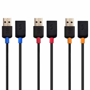 Cable Matters USB 延長ケーブル USB 2.0 延長ケーブル 0.9m 3色セット USB延長ケーブル Type A オス メス リピーターケーブル 延長コー