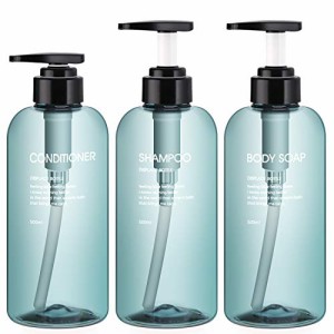 Segbeauty 詰替用ディスペンサー 3本セット 洗剤シャンプーボトル 高級感 (あいねずみ色, 500ML)