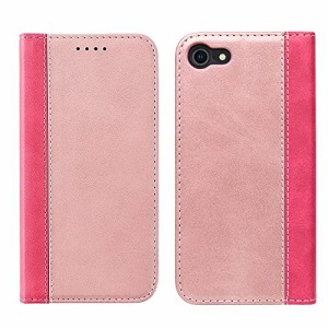 iPhoneSE(第2世代)/8/7 ﾋﾟﾝｸｺﾞｰﾙﾄﾞ×ﾋﾟﾝｸ PUレザー 手帳型ケース ベルトなし マグネット アイフォン ケース カバー iphone