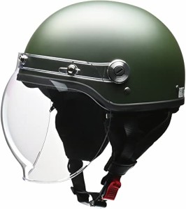 リード工業(LEAD) バイクヘルメット バブルシールド付きハーフ CR-761 マットグリーン LLサイズ (61-62cm未満)