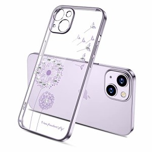 YUYIB iPhone13 用 ケース 6.1" クリア メッキ加工 キラキラ かわいい 花柄 ソフトケース ディズニー キャラクター 薄型 おしゃれ 衝撃吸