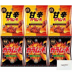 カラムーチョチップス ホットチリ味55ｇ/ヤンニョムだれチキン53ｇ(各3袋×2種) Topsellerオリジナルポケットティッシュおまけ付き 湖池