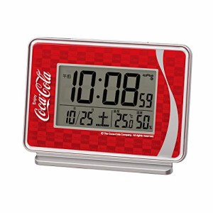 セイコークロック(Seiko Clock) 置き時計 銀色メタリック 本体サイズ:9.0×12.7×5.8cm コカ・コーラ Coca-Cola 電波 デジタル 大音量 AC