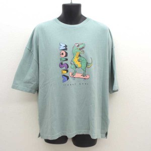 VISION STREET WEAR / ヴィジョンストリートウェア ◆半袖Tシャツ/オーバーサイズ/恐竜/ミント/サイズM メンズ 【古着】【中古】