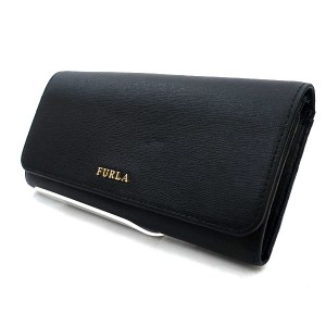 FURLA / フルラ ◆フラップ長財布/BABYLON XL BI-FOLD/レザー/ブラック 1057075 メンズファッション 【中古】 