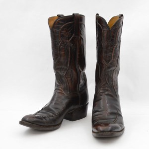 LUCCHESE ◆ウエスタンブーツ/レザー/旧ロゴ/ブラウン/サイズ7.5D/USA製 2265ZZ メンズファッション【メンズ/MEN】 【中古】 