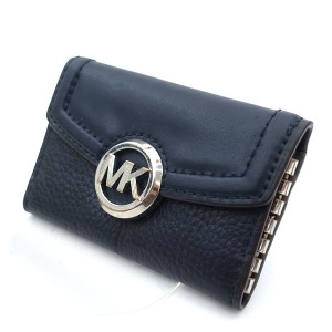 MICHAEL KORS / マイケルコース ◆キーケース/6連/ロゴ/レザー/ネイビー レディースファッション【KEY/キー/鍵】 【中古】 