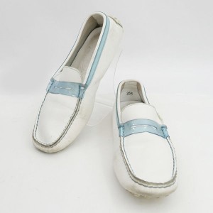 TODS　/　トッズ ◆ドライビングシューズ/レザー/ホワイト×ブルー/サイズ35.5 【靴/クツ/シューズ/SHOES】 【中古】 