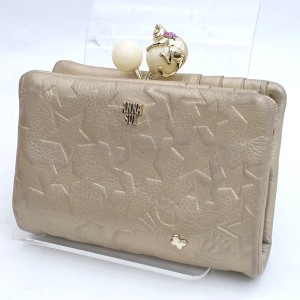 ANNA SUI / アナスイ ◆二つ折り財布/がま口/レザー/プレイングキャット/ゴールド 313752 【ウォレット/wallet】 【中古】 