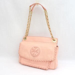 TORY BURCH / トリーバーチ ◆ロゴ チェーン ショルダーバッグ ピンク レザー【バッグ/バック/BAG/鞄/カバン】 【中古】 