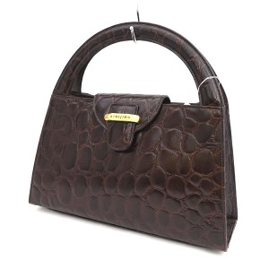 KIMIJIMA /　キミジマ ◆ハンドバッグ/クロコ型押し/ブラウン/タグ付き 【バッグ/バック/BAG/鞄/カバン】 【中古】 