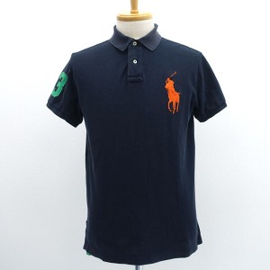 POLO RALPH LAUREN / ポロ ラルフローレン ◆ポロシャツ/ビッグポニー/ネイビー×オレンジ/サイズM メンズ 【古着】 【中古】 