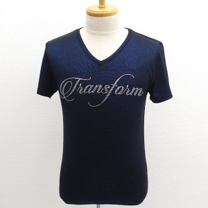 Xfrm / トランスフォーム ◆Tシャツ/Vネック/ライトストーン/総柄/ネイビー/サイズ3 メンズファッション 【中古】 