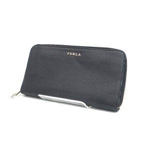 FURLA / フルラ ◆ラウンドファスナー長財布/ロゴ/レザー/ブラック　 メンズファッション【財布/サイフ/ウォレット】 【中古】 