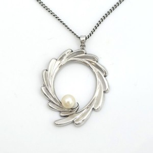 MIKIMOTO ◆1ポイント 1粒 パール シルバー ネックレス ブランド【ネックレス/ペンダント/トップ/アクセサリー】 【中古】 