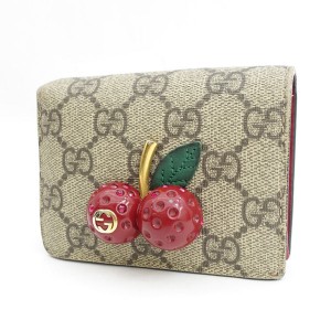 GUCCI / グッチ ◆チェリー GGスプリーム コンパクトウォレット 476050 【財布/サイフ/ウォレット/wallet/コイン】 【中古】 