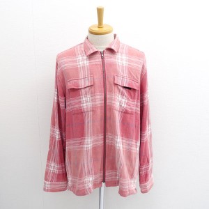 Supreme / シュプリーム ◆シャツジャケット/Plaid Flannel Zip Up Shirt/チェック/ピンク/L メンズファッション 【中古】 