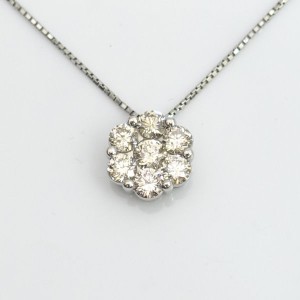 ◆Pt850/Pt900 ダイヤ D計1.00ct 7石 デザイン ネックレス ブランド【ネックレス/ペンダント/トップ/アクセサリー】 【中古】 