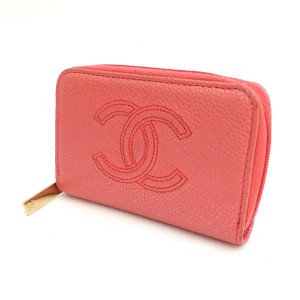 CHANEL / シャネル ◆キャビアスキン ココマーク コインケース ピンク ジップコインパース ブランド【財布/サイフ】【中古】