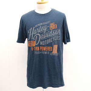 HARLEY-DAVIDSON / ハーレーダビッドソン ◆Tシャツ/Bravado/プリント/ネイビー/サイズL 102050 メンズファッション 【中古】 