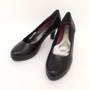 OFFICE SUPPORT　/　オフィスサポート ◆パンプス/ヒール/レザー/ブラック/24.5ｃｍ 【靴/クツ/シューズ/SHOES】 【中古】 