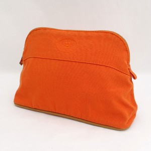 HERMES / エルメス ◆ボリード ポーチMM オレンジ コットン ブランド【バッグ/バック/BAG/鞄/カバン】 【中古】 