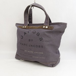 MARC BY MARC JACOBS / マークバイマークジェイコブス ◆トートバッグ/キャンバス×スエード/ロゴ/パープル SM09  【中古】 