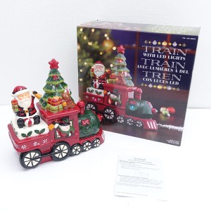 ◆【雑貨】TRAIN　WITH LED LIGHTS 陶器 サンタ・トレイン　置物 生活雑貨【中古】  【代引不可】【同梱不可】