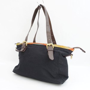 Paul Smith / ポールスミス ◆ハンドバッグ/トートバッグ/ミニ/キャンバス×レザー/ブラック 【バック/BAG/鞄/カバン】 【中古】