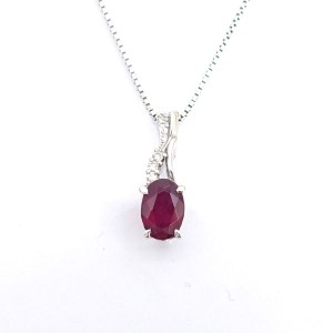 ◆K18WG レッドトルマリン ルベライト ダイヤ ネックレス 0.63ｃｔ アジャスター付き ブランド【ネックレス/アクセサリー】