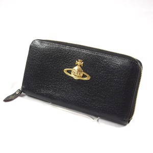 Vivienne Westwood / ヴィヴィアンウエストウッド ■エグゼクティブ 二つ折り長財布 レザー 黒 ブランド【財布】 【中古】 