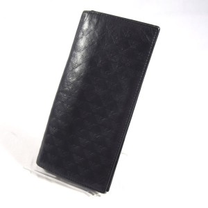 EMPORIO ARMANI / エンポリオアルマーニ ■長財布 レザー 型押し ブラック【財布/サイフ/ウォレット/wallet/コイン】 【中古】 